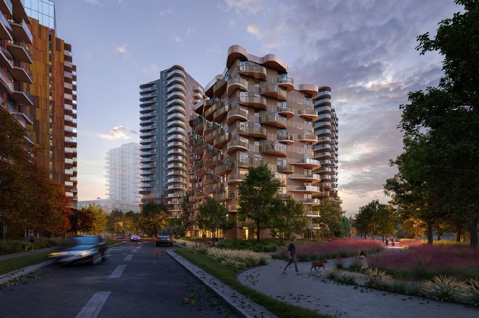\u200b\u200bA rendering of the Heather Lands Parcel B towers.