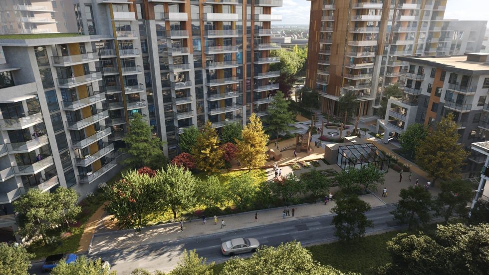 \u200b\u200bA rendering of the Heather Lands Parcel F towers.