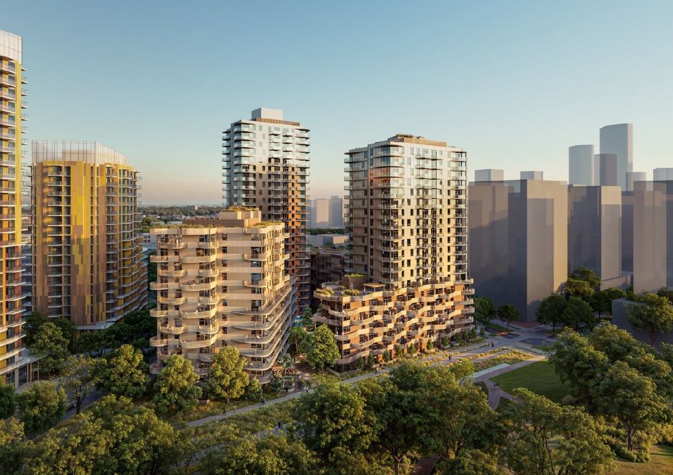 \u200bA rendering of the Heather Lands Parcel B towers.