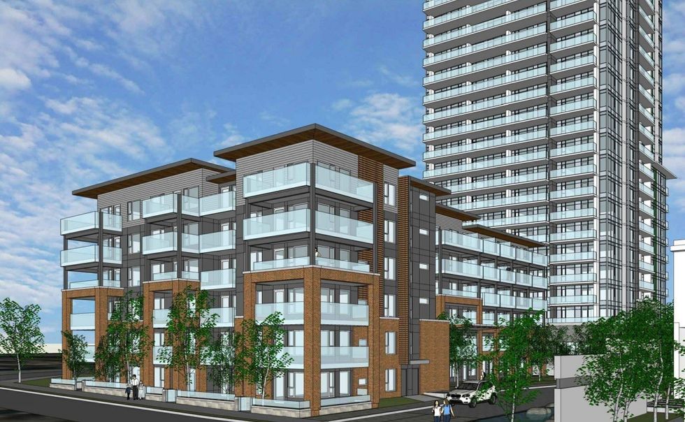 \u200bA rendering of the six-storey non-market rental building.