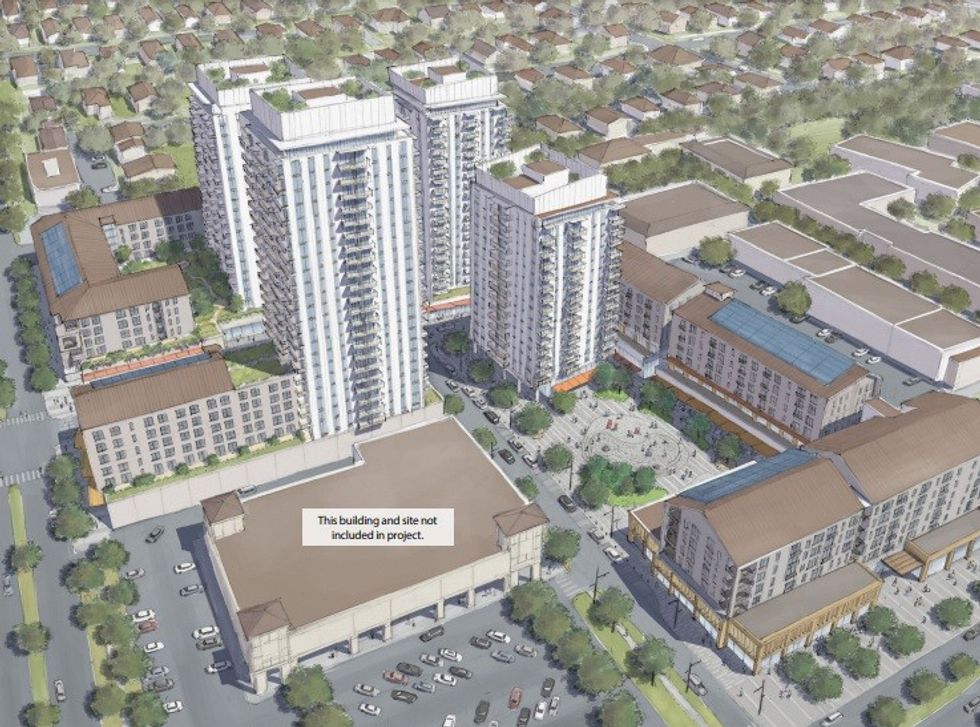 \u200bAn aerial view of the Tsawwassen Town Centre Mall redevelopment.