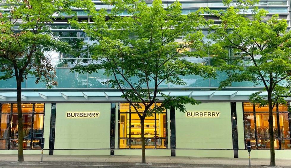 \u200bThe Burberry at the corner of W Georgia Street and Thurlow Street in Vancouver.