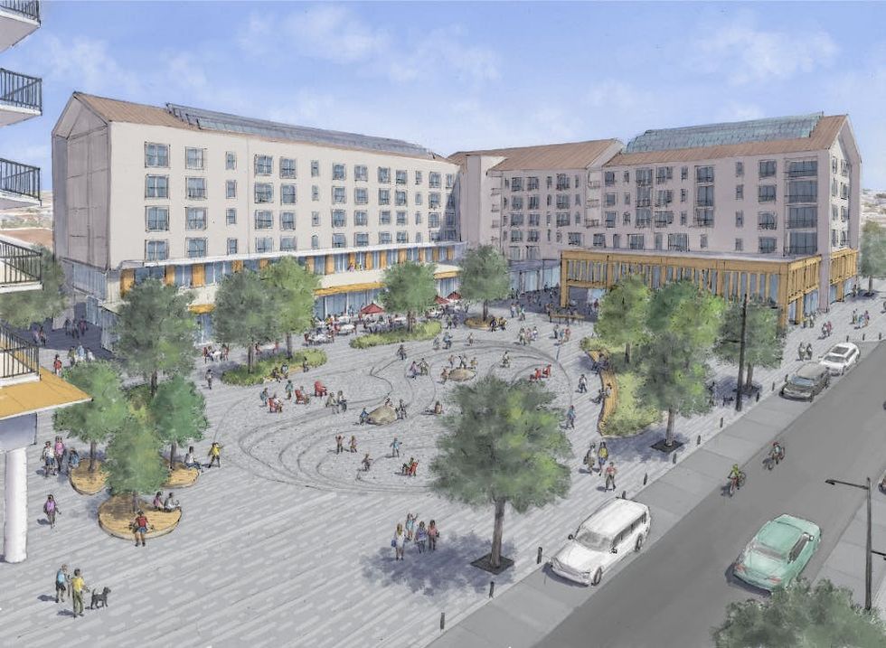 \u200bThe public plaza near the middle of the redeveloped site.
