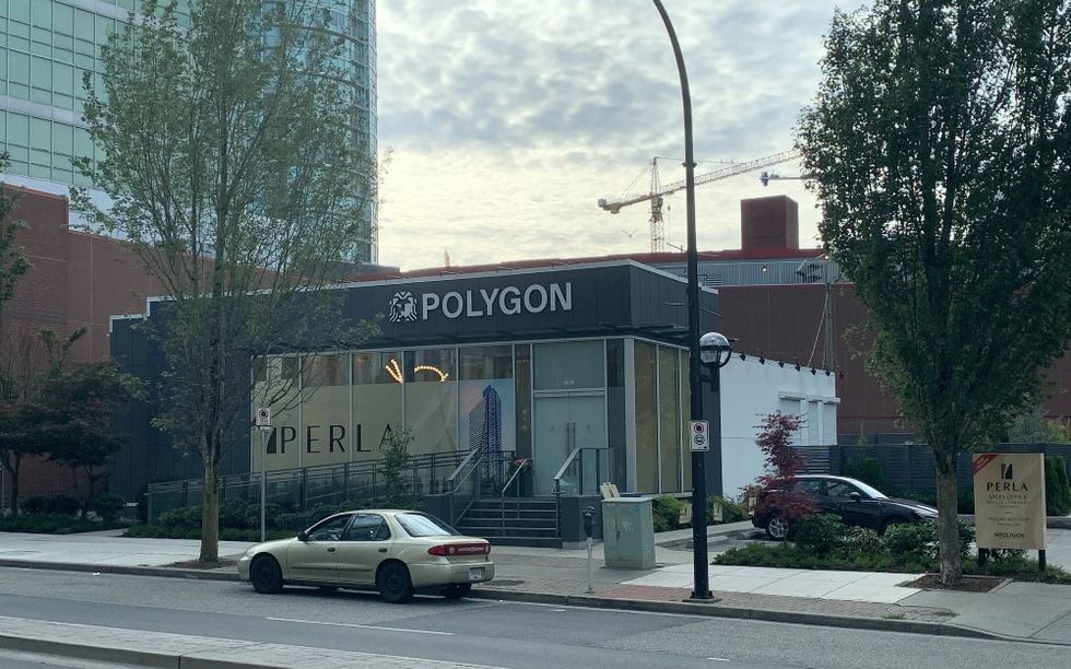 \u200bThe sales centre on 6039 McKay Avenue for Polygon's Perla project.