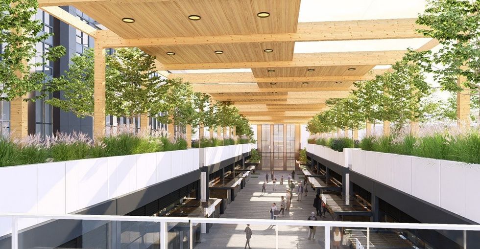\u200bView of the pedestrian spine that will run through City of Lougheed.