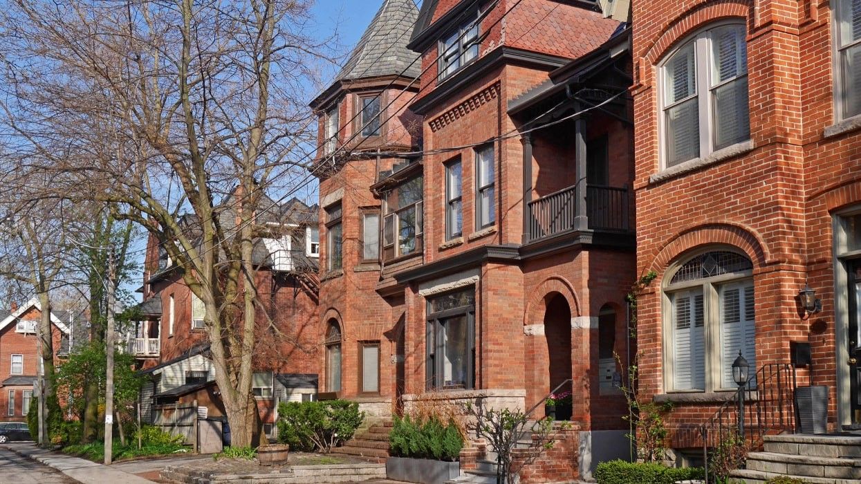 Victorian-style brick houses in Toronto.