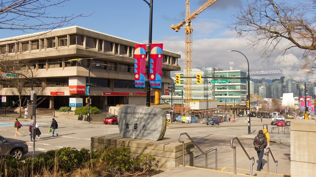 View from W 10th Avenue and Cambie Street, leading towards W Broadway.