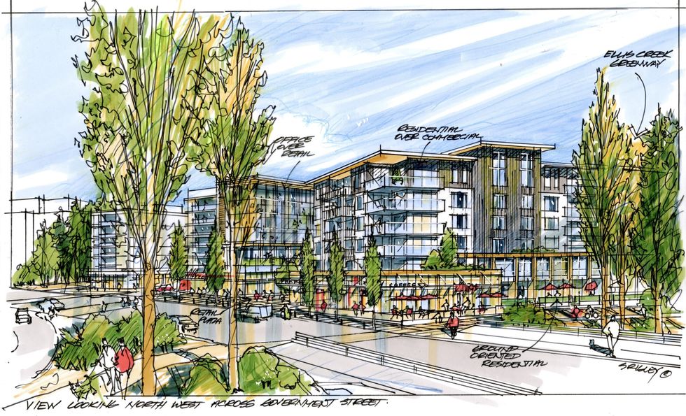 View looking northwest across Government Street.