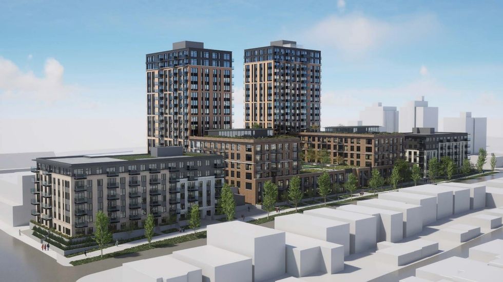 View of Building Three, Two, and One from W 9th Avenue.