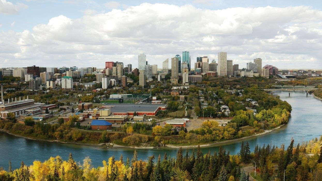 View of downtown Edmonton from the North Saskatchewan River.
