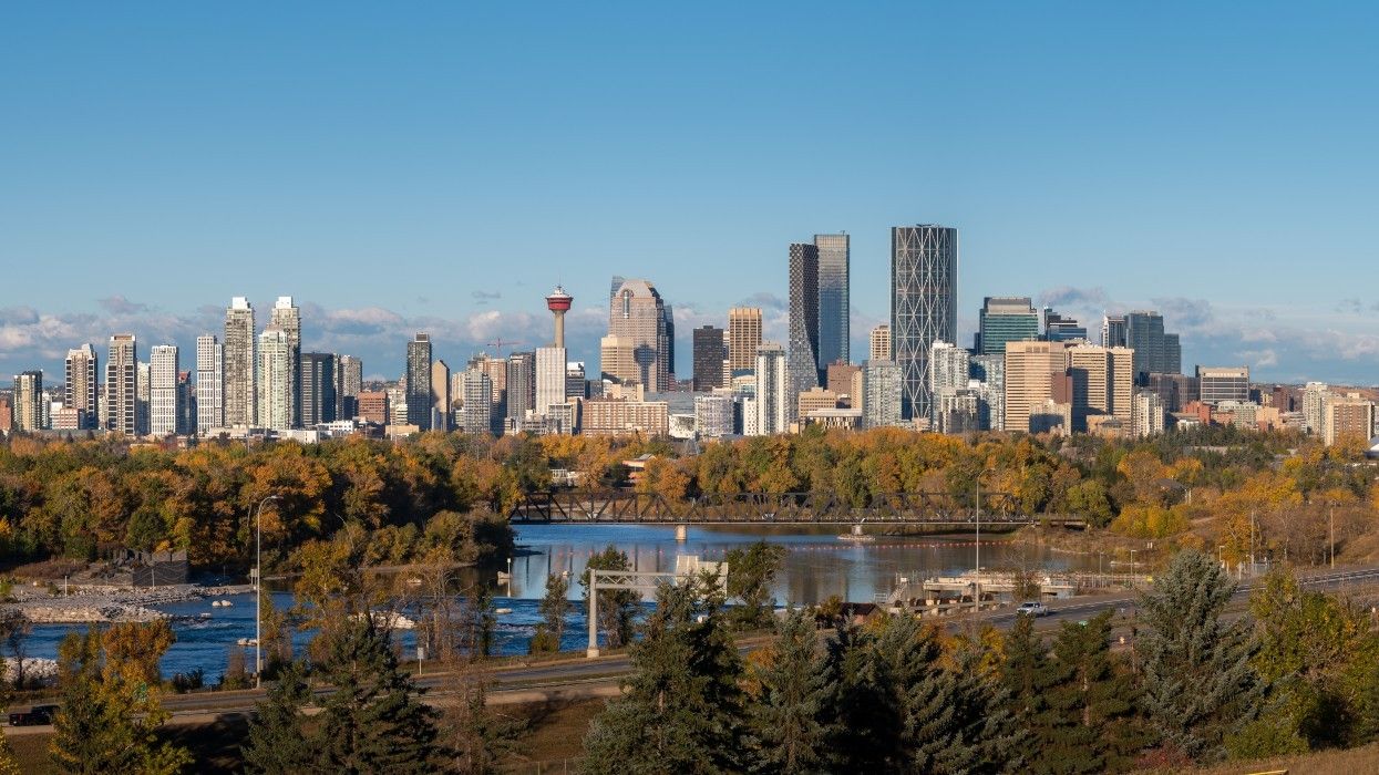 View of the Bow River and downtown Calgary.