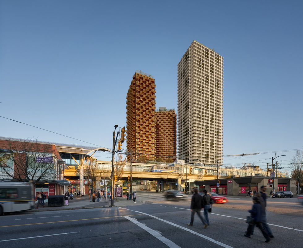 View of the proposal from the intersection of E Broadway and Commercial Drive.