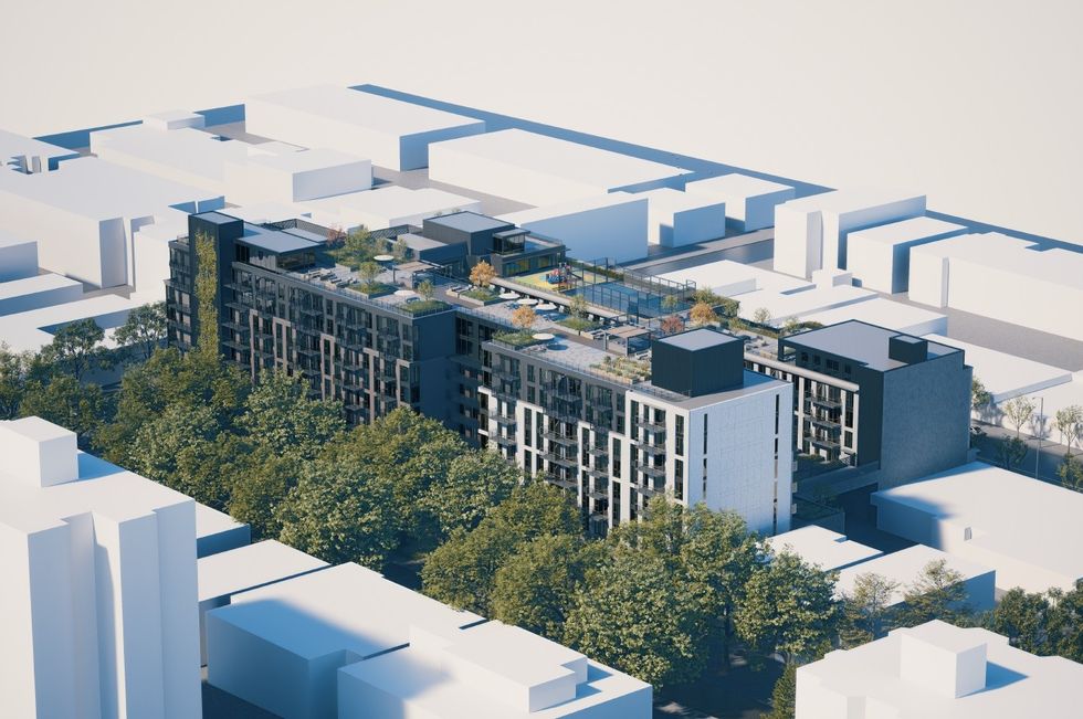 View of the proposed building at 2315 W 4th Avenue from W 3rd Avenue.