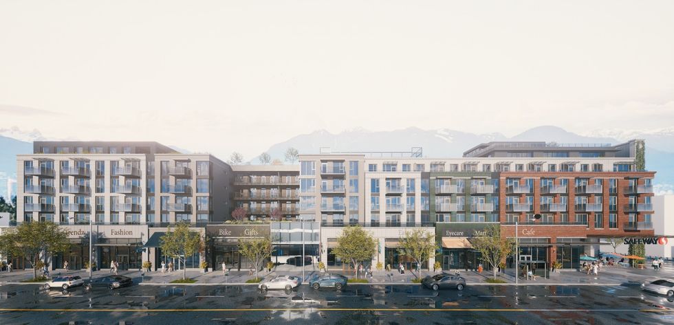 View of the proposed building from along W 4th Avenue.