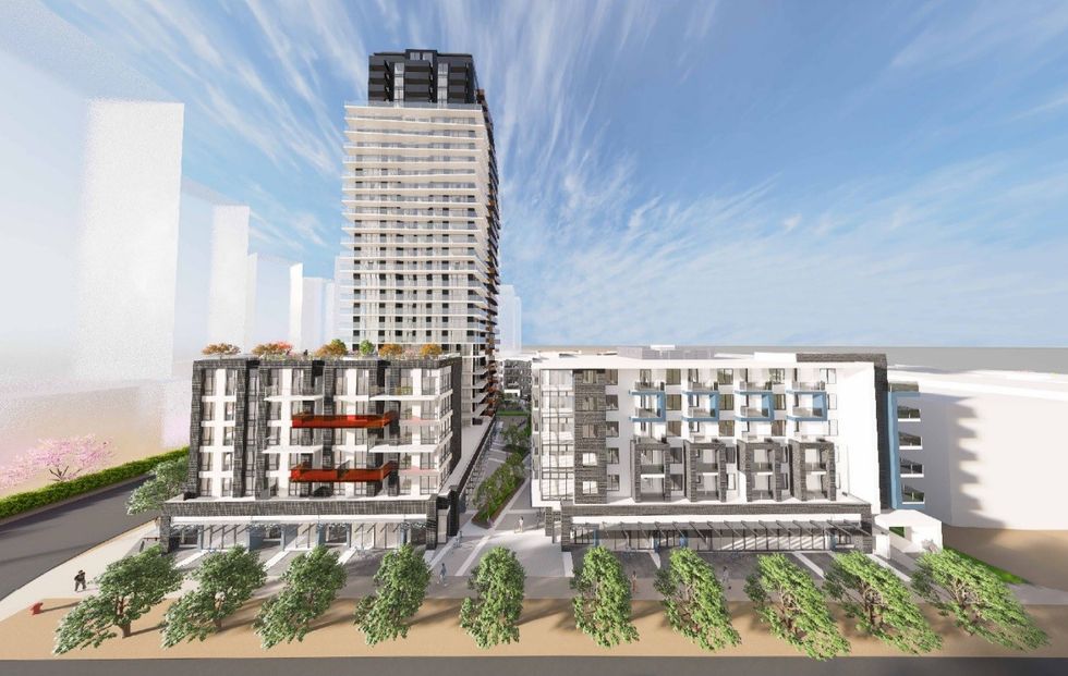 View of the proposed buildings from along 160 Street.