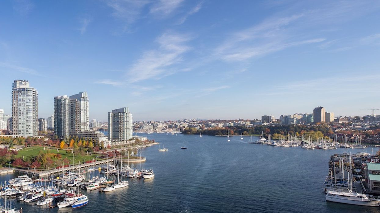 View of Vancouver Skyline and marinas