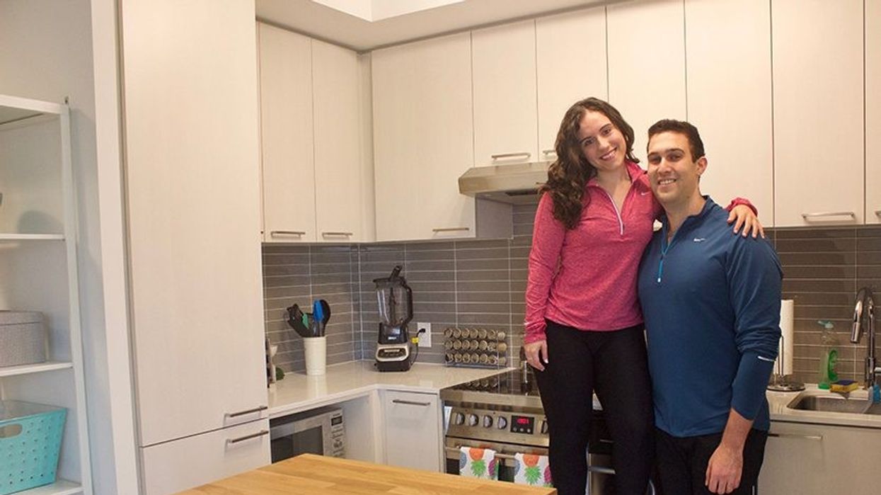 With a love story that began on public transit, Jennifer Armel and Jonathan Slobodsky moved into a 650-square-foot midtown Toronto condo, which can feel fairly tight sometimes due to Slobodsky's height.