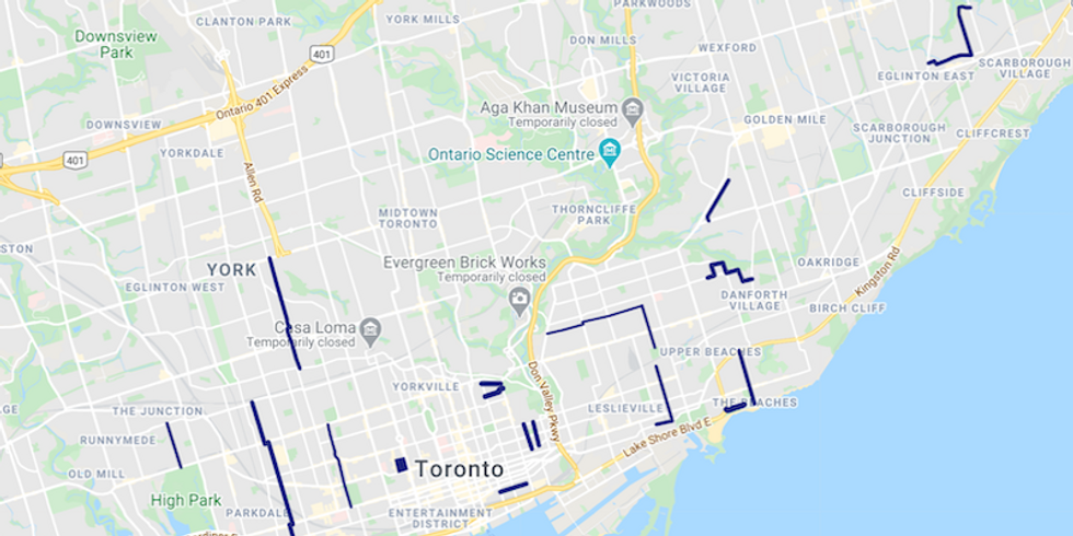 Toronto Quiet Streets Map Where Every Single One Of Toronto's 'Quiet Streets' Are Located (Map)