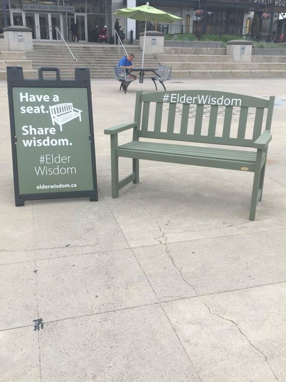 elder wisdom park bench