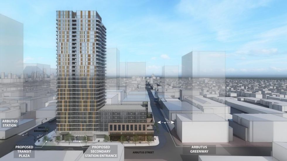 Rendering of PCI Developments and TransLink's Broadway & Arbutus project.